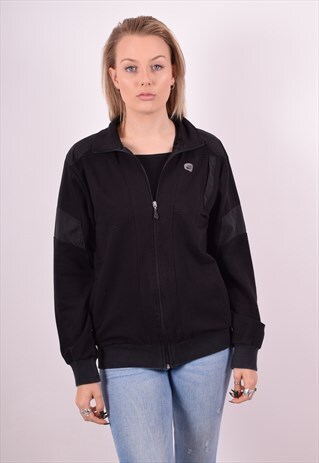 NIKE WOMENS VINTAGE TRACKSUIT TOP JACKET XL BLACK 90S