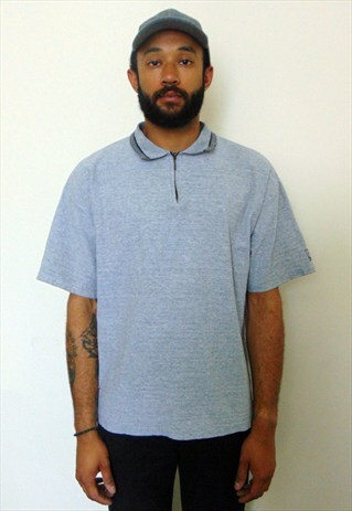 90S CLASSIC SPORTSWEAR TEXTURED HALF ZIP POLO SHIRT LARGE