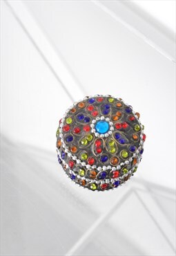 Vintage Colourful Beaded Small Trinket Boho Ring Box