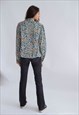VINTAGE PUFFY SLEEVE PAISLEY FLORAL PRINT BLOUSE IN MULTI M