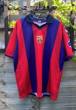 Vintage fc Barcelona Red & blue striped football shirt large