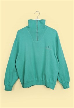 80's 90's CHAMPION Retro Quarter Zip Sweatshirt Turquoise