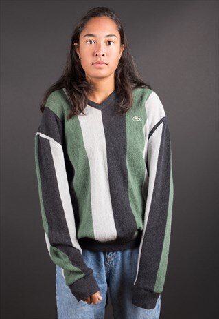 BLACK AND GREEN KNIT LACOSTEJUMPER