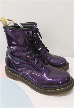 Y2K Purple Chrome Patent Dr Martens 