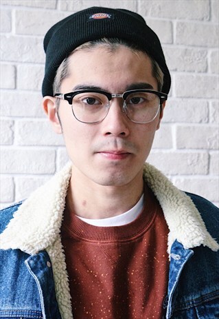 SHALEX RETRO HALF FRAME GLASSES - BLACK