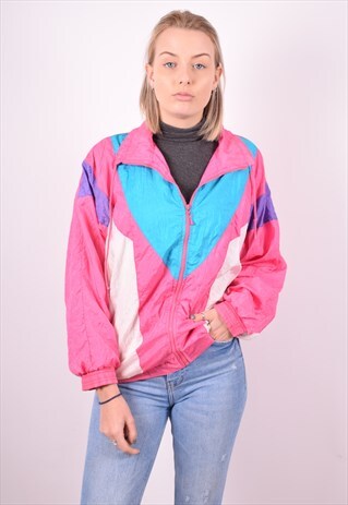 WOMENS VINTAGE TRACKSUIT TOP JACKET MEDIUM MULTI 90S