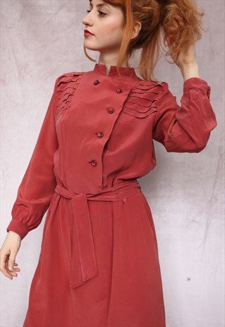 VINTAGE RECONSTRUCTED SILK MIDI DRESS