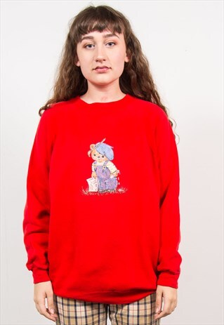 VINTAGE 90'S RED BEAR PRINT CUTE SWEATER SWEATSHIRT