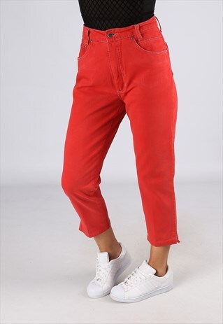 HIGH WAISTED DENIM JEANS WIDE TAPERED 3/4 LEG UK 10 (25Y)