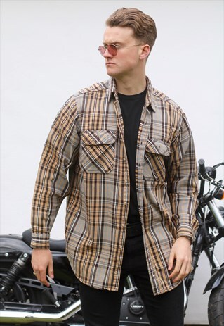 CARHARRT USA HONEYCOMB PLAID CHECK FLANNEL SHIRT