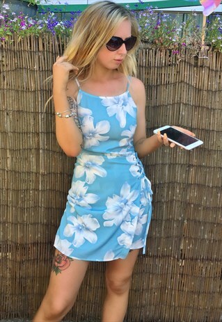 BLUE CAMI WRAP DRESS