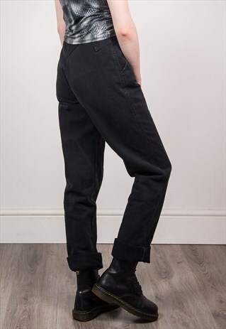 VINTAGE 90'S BLACK DENIM HIGH WAIST MOM JEANS