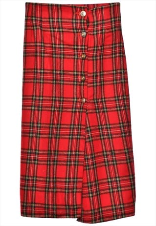 VINTAGE BEYOND RETRO RED CHECKED MIDI SKIRT - S