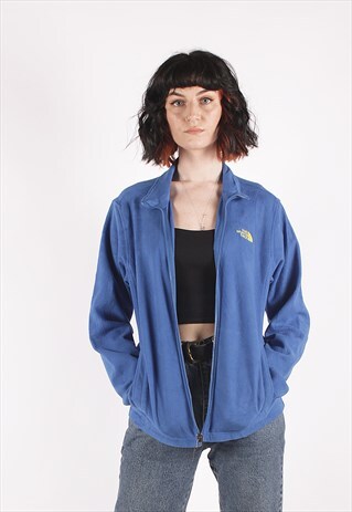 VINTAGE THE NORTH FACE BLUE FULL ZIP OUTDOOR FLEECE /M1685