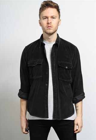 VINTAGE CORDUROY CORD SHIRT BLACK