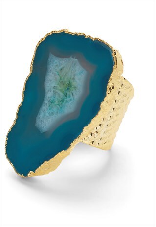 ULTRA MEGA OCEAN BLUE GEMSTONE GOLD STATEMENT RING