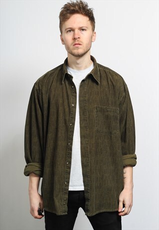 VINTAGE CORDUROY CORD SHIRT GREEN