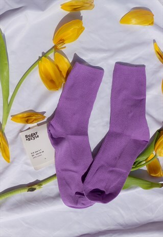 Bold Purple Colour Block Socks