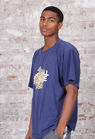 VINTAGE ADIDAS STREET BALL CHALLENGE PRINT LOGO T-SHIRT BLUE