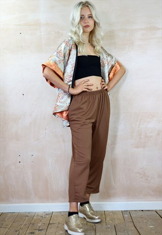 BUTTERSCOTCH TEXTURED CROP TROUSERS