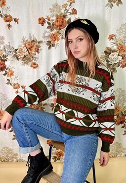 Vintage Nordic Knitted Patterned Scandi Christmas Jumper