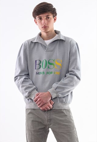 VINTAGE HUGO BOSS PULLOVER SWEATER 90S GREY