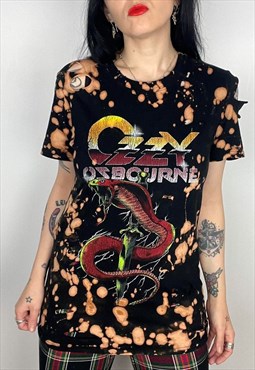 Ozzy Osbourne bleached distressed band Shirt size small 