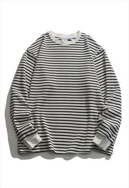 Kalodis Simple Colorblock Striped Sweatshirt