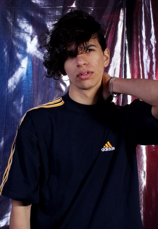 VINTAGE ADIDAS NAVY AND YELLOW TEE