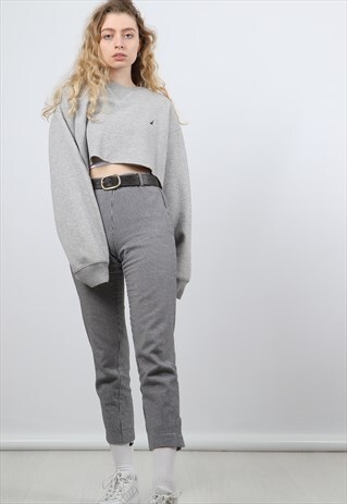 NAUTICA XL GREY EMBROIDERED LOGO CROPPED SWEATSHIRT