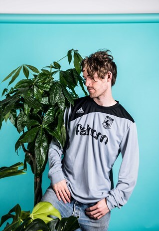 VINTAGE 1990S GREY AND BLACK ADIDAS FOOTBALL SHIRT
