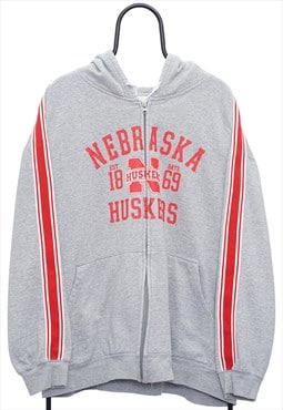 Vintage Nebraska Huskers NCAA Grey Hoodie Mens