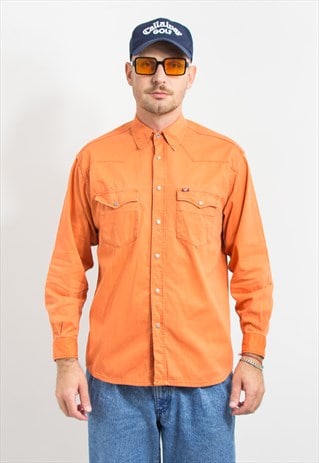Mustang denim shirt in orange Vintage long sleeve men