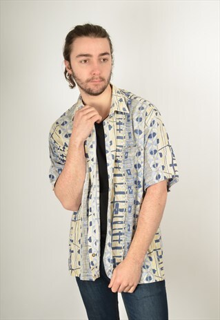 VINTAGE ABSTRACT CRAZY PATTERN SHIRT