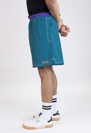 VINTAGE 90S ADIDAS GREEN/PURPLE SPORT SHORTS