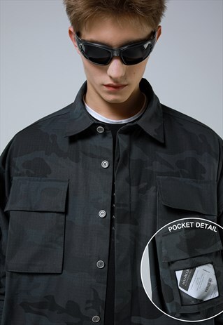 CAMO PVC JACKET_NAVY