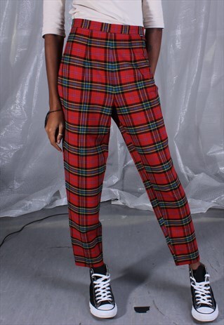VINTAGE Y2K RED TARTAN TROUSERS