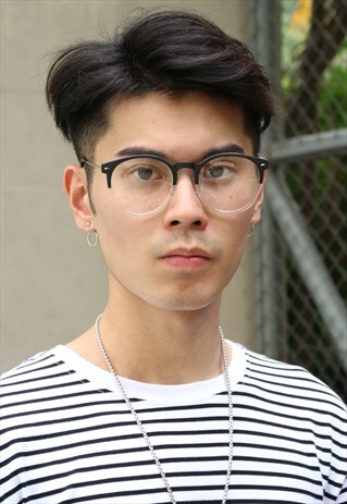 OVERSIZED BLACK & CLEAR HALF FRAME GLASSES