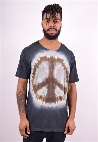 MENS VINTAGE T-SHIRT TOP LARGE BLACK 90'S