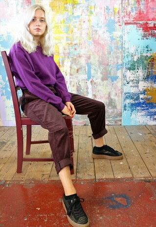 CORD TROUSERS & PLUM CROP SWEAT CO-ORDINATES