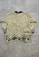 VINTAGE KNITTED JUMPER ABSTRACT PATTERNED KNIT SWEATER