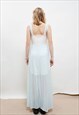 VINTAGE 60S PASTEL GREEN MAXI SQUARE NECK SLIP DRESS S