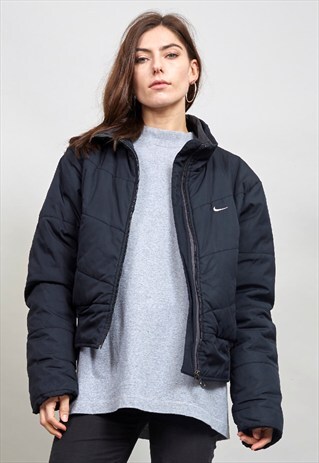 VINTAGE 90'S NIKE BLACK PADDED BOMBER JACKET