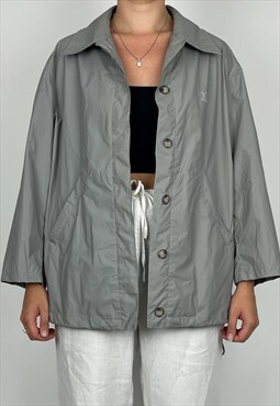 Valentino Vintage Jacket 90s Track Rain Harrington Grey