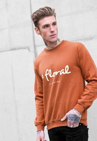 LARGE GRAPHIC JUMPER PULLOVER SWEATER - BURNT ORANGE