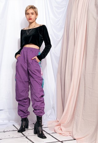 VINTAGE TRACK TROUSERS 90S NEON PANTS TRACKSUIT SWEATPANTS
