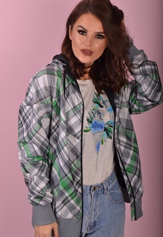 GREY NIKE CHECKERED SHELL JACKET GTJ3401