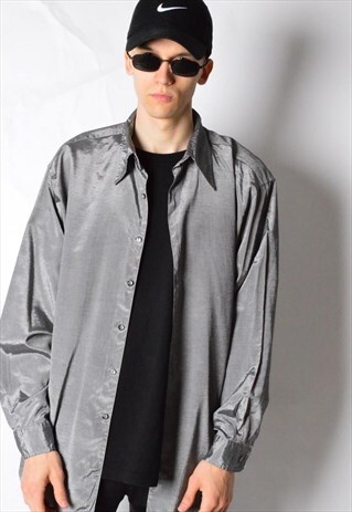 VINTAGE 90S SILVER GREY LONG SLEEVE SHIRT