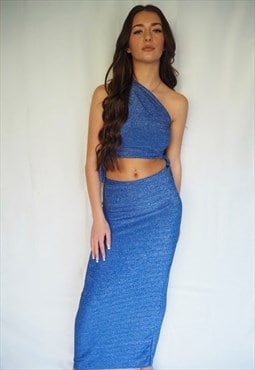 Midnight Blue Sparkle Maxi Skirt