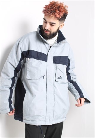 VINTAGE ADIDAS PADDED PUFFER COAT GREY
